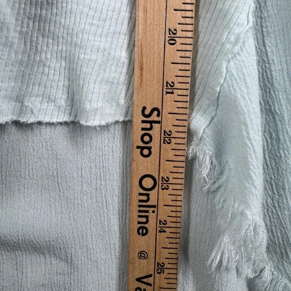 We The Free TT Special Tee Top Medium Ribbed High Low Raw Hem Blue Frayed Grunge - Picture 9 of 11